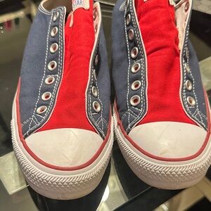 Custom Converse Canvas Low-Tops in Red and Navy